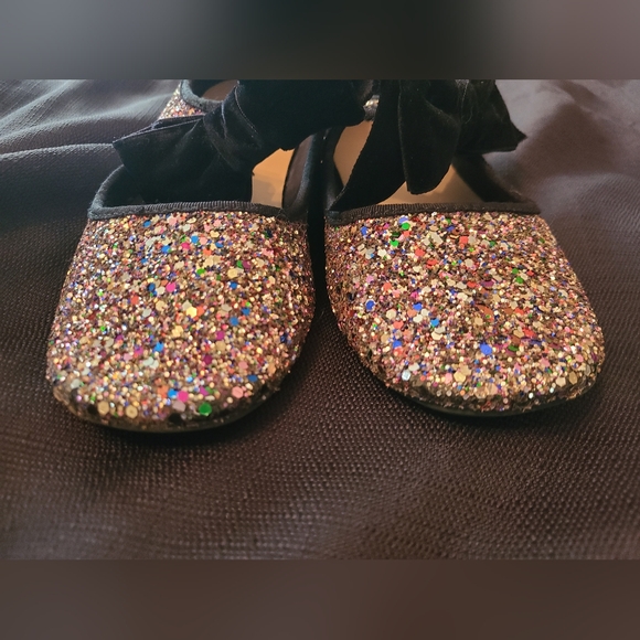 Old Navy Girl's Glitter Bow Ballet Flats Sz 5 - Picture 4 of 6